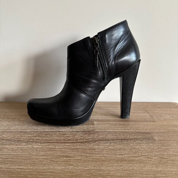 ALDO Leather Ankle Booties Womens Size 38 Mirrored High Heel Vintage Y2K - Picture 5 of 8